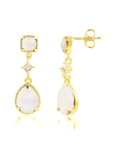 Maxcolor 18k Over Silver 1.50 Ct. Tw. Moonstone Dangle Earrings In Gray