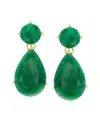 Maxcolor 18k Over Silver 19.20 Ct. Tw. Emerald Drop Earrings In Green