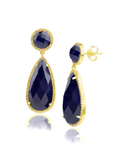 Maxcolor 18k Over Silver 2.20 Ct. Tw. Blue Sapphire Dangle Earrings