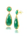Maxcolor 18k Gold Plated Genuine Moonstone 2 Stone Dangle Drop Earrings