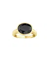 Maxcolor 18k Gold Over Sterling Silver 12x10mm Oval Onyx Ring