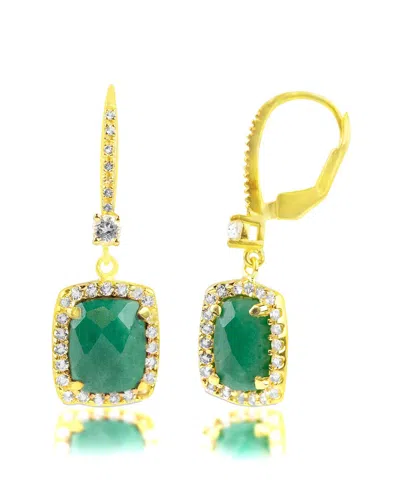 Maxcolor 18k Over Silver 6.20 Ct. Tw. Emerald Dangle Earrings In Green