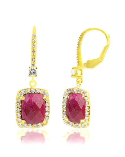 MAXCOLOR MAXCOLOR 18K OVER SILVER 6.20 CT. TW. RUBY DANGLE EARRINGS