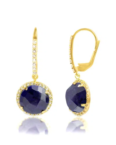 Maxcolor 18k Over Silver 6.50 Ct. Tw. Blue Sapphire Dangle Earrings In Gold