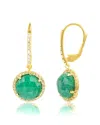 Maxcolor 18k Over Silver 6.50 Ct. Tw. Emerald Dangle Earrings