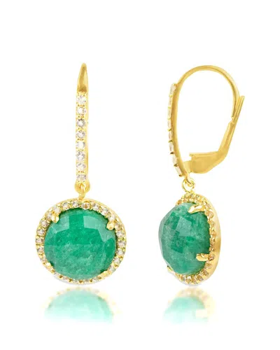 MAXCOLOR MAXCOLOR 18K OVER SILVER 6.50 CT. TW. EMERALD DANGLE EARRINGS