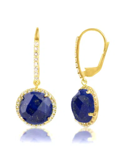 Maxcolor 18k Over Silver 6.50 Ct. Tw. Lapis Lazuli Dangle Earrings In Neutral