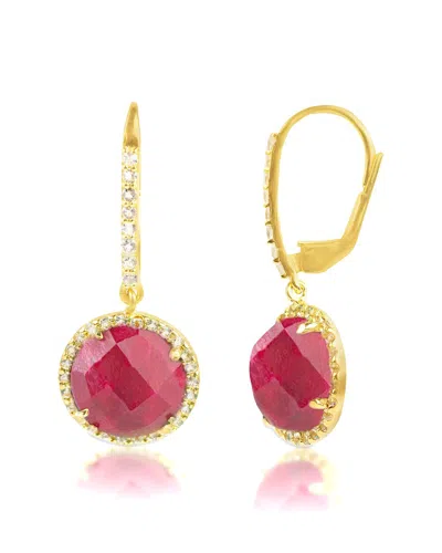 Maxcolor 18k Over Silver 6.50 Ct. Tw. Ruby Dangle Earrings