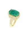 Maxcolor 18k Gold Over Sterling Silver 7.50 Ctw Emerald Ring With .69 Ctw Diamond Accents