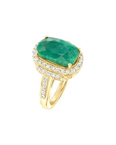 Maxcolor 18k Gold Over Sterling 7.50 Ctw Emerald Ring With