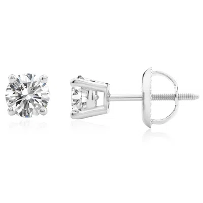 Maxcolor Certified 14k White Gold Lab Grown Diamond Solitaire Stud Earrings (3/4 Ct. Tw)