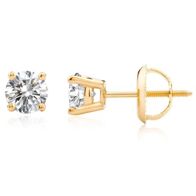 Maxcolor Certified 14k Yellow Gold Lab Grown Diamond Solitaire Stud Earrings (3/4 Ct. Tw)