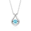 Maxcolor Dancing 4mm Gemstone Tear Drop Pendant Necklace In Sterling Silver In Multi