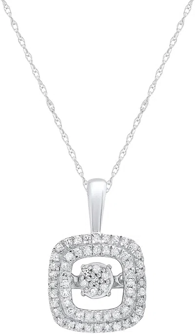 Maxcolor Dancing Diamond Beloved Brilliance Pendant Necklace In 925 Sterling Silver (1/5 Ct) With 18 Inch Cha