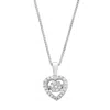 Maxcolor Dancing Diamond 'devoted To You' Real Diamond Petite Heart Pendant Necklace For Women In Solid 925 S In White