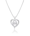 Maxcolor Dancing Diamond 'miraculous Love' Real Diamond Heart Pendant Necklace In Sterling Silver (1/6 Ct. Tw In White