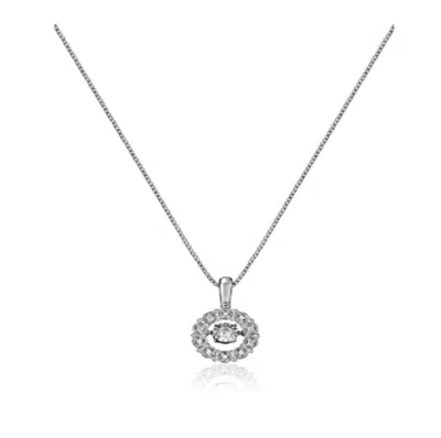 Maxcolor Dancing Diamond Real Diamond Circle Pendant Necklace For Women In Solid 925 Sterling Silver (1/20 Ct In White