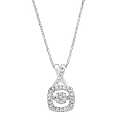 Maxcolor Dancing Diamond Xoxo Cushion Pendant Necklace In 925 Sterling Silver (1/10 Ct. Tw.), 18" In White