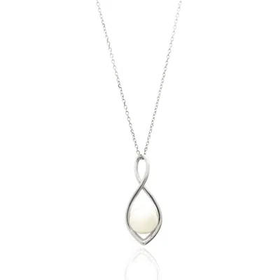 MAXCOLOR FRESHWATER SINGLE PEARL INFINITY NECKLACE IN STERLING SILVER OR 14K GOLD