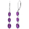 Maxcolor Gemstone Oval Shape Dangle Earrings In 925 Sterling Silver (1.5") In Green