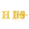Maxcolor Genuine 14k Gold Yellow Letter Initial Stud Earrings (5mm) In Gold