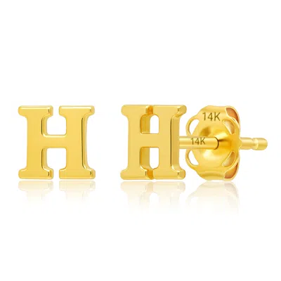 Maxcolor Genuine 14k Gold Yellow Letter Initial Stud Earrings (5mm)