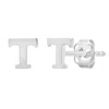 Maxcolor Genuine 14k White Gold Letter Initial Stud Earrings (5mm) In Multi