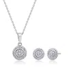 Maxcolor Genuine Diamond Round Pendant Necklace And Stud Earring Set In Sterling Silver, 18" In Silver