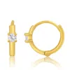 Maxcolor Natural Gemstone Pair Small Huggie Hoop Earrings In 14k Yellow Gold With Hidden Clip Closure In Multi