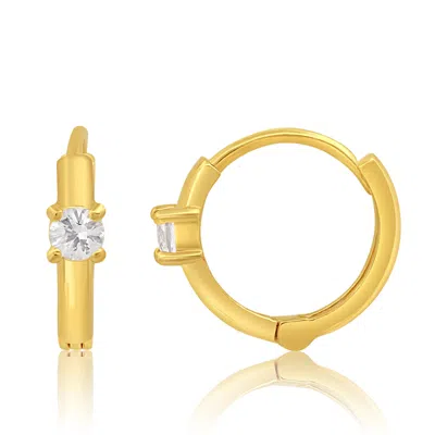 Maxcolor Natural Gemstone Pair Small Huggie Hoop Earrings In 14k Yellow Gold With Hidden Clip Closure In Multi