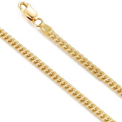 Maxcolor Real 14k Yellow Gold Cuban Link Chain In 18 Inch Or 20 Inch Lightweight Chains With Secure Lobster C
