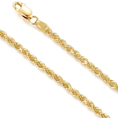 Maxcolor Real 14k Yellow Gold Rope Chain In 18 Inch Or 20 Inch Lightweight Chains With Secure Lobster Clasp