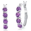 Maxcolor Sterling Silver Round Gemstone Statement Hoop Earrings In Black
