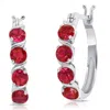 Maxcolor Silver 2.20 Ct. Tw. Lab-grown Ruby Hoop Earrings In Metallic