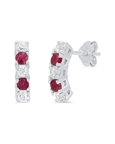 Maxcolor Silver 0.30 Ct. Tw. Ruby Studs