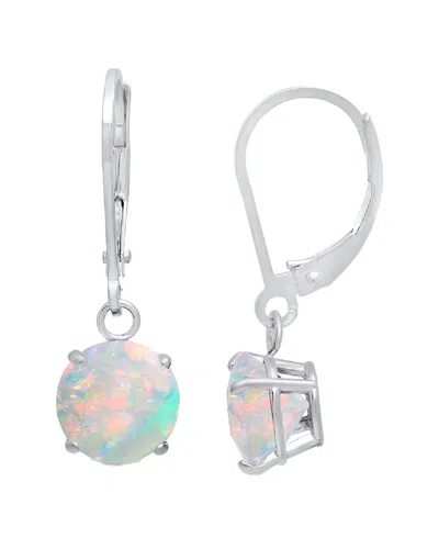 Maxcolor 10k 0.50 Ct. Tw. Lab-grown Opal Dangle Earrings In Metallic
