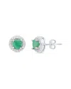 Maxcolor Silver 0.54 Ct. Tw. Emerald Studs