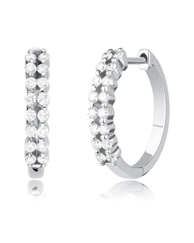 Maxcolor Silver 0.57 Ct. Tw. Lab-grown Diamond Hoop Earrings In Metallic