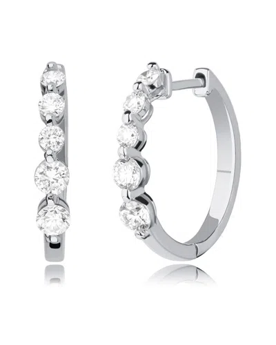 Maxcolor Silver 0.64 Ct. Tw. Lab-grown Diamond Hoop Earrings In Metallic