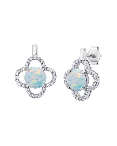 Maxcolor Silver 0.75 Ct. Tw. Lab-grown Opal Drop Earrings In Metallic