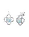 Maxcolor Silver 0.75 Ct. Tw. Lab-grown Opal Drop Earrings In Metallic