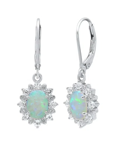 Maxcolor Silver 1.00 Ct. Tw. Lab-grown Opal Dangle Earrings In Metallic