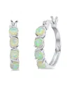 Maxcolor Silver 1.00 Ct. Tw. Lab-grown Opal Hoop Earrings In Metallic