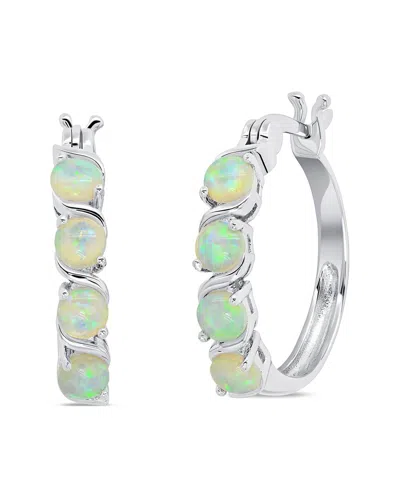 Maxcolor Silver 1.00 Ct. Tw. Lab-grown Opal Hoop Earrings In Metallic