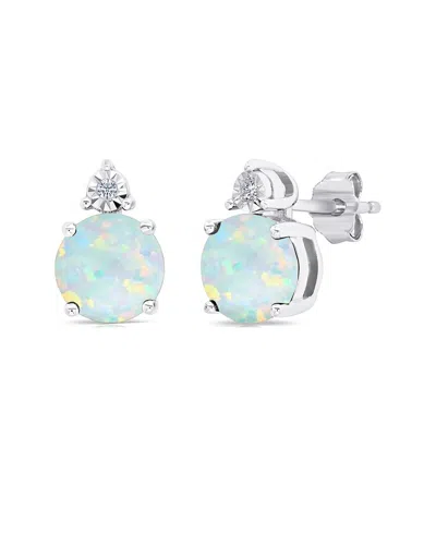 Maxcolor Silver 1.00 Ct. Tw. Lab-grown Opal Stud Earrings In Metallic