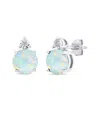 Maxcolor Silver 1.00 Ct. Tw. Lab-grown Opal Stud Earrings In Metallic