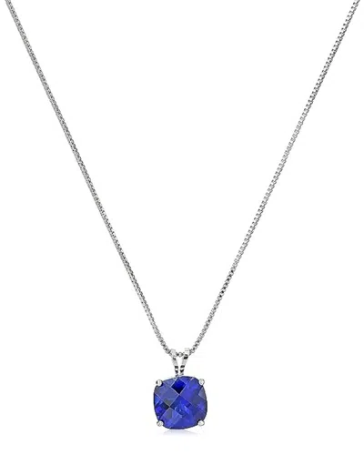 Maxcolor Silver 1.10 Ct. Tw. Lab-grown Blue Sapphire Pendant Necklace