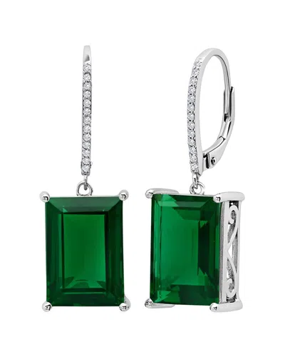 Maxcolor Silver 11.00 Ct. Tw. Green Quartz Earrings