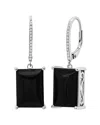 Maxcolor Silver 11.00 Ct. Tw. Onyx Quartz Earrings In Black