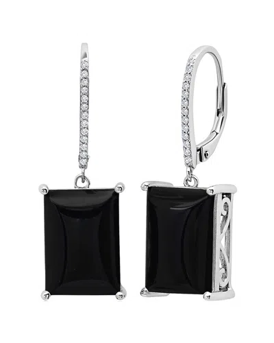 Maxcolor Silver 11.00 Ct. Tw. Onyx Quartz Earrings In Black